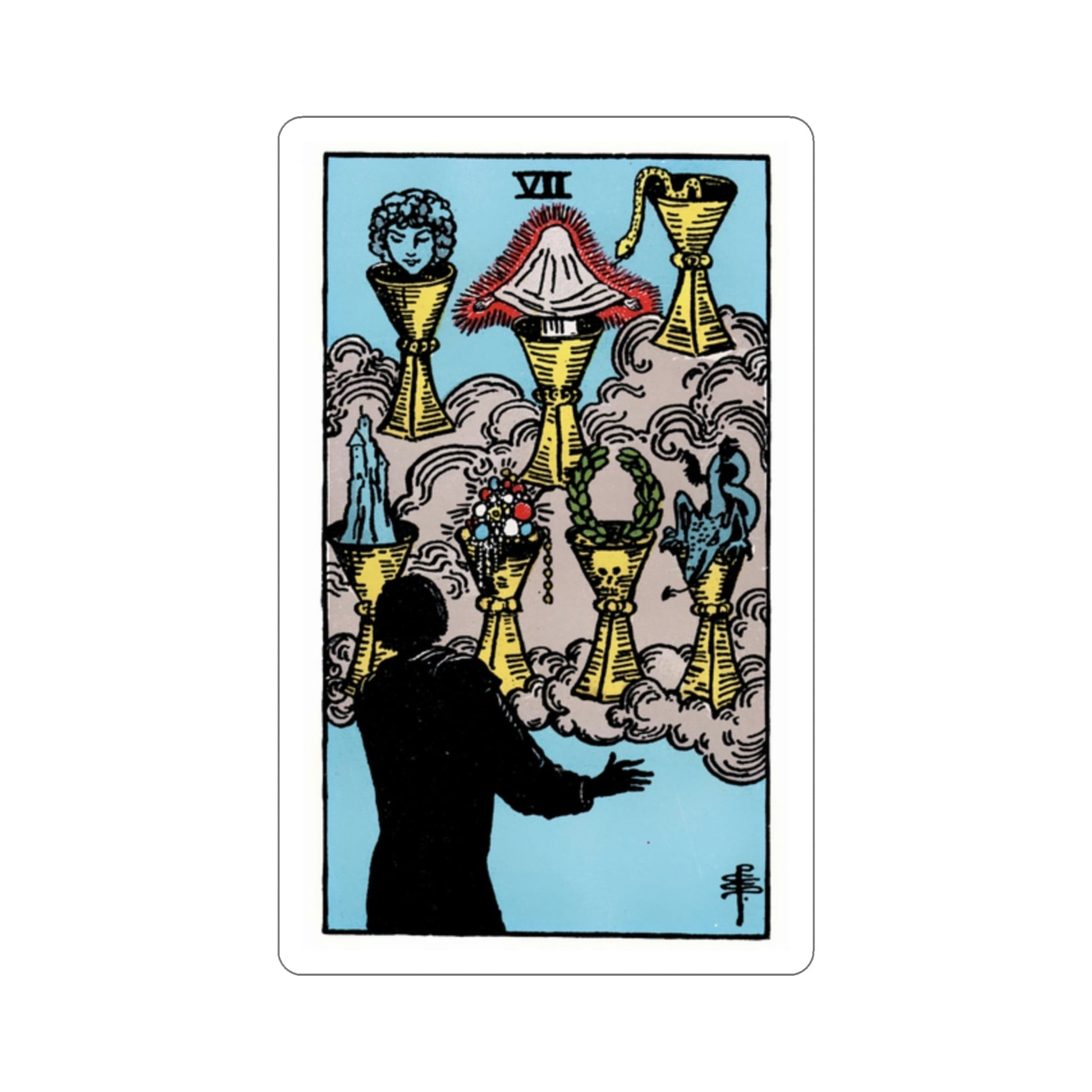 The 7 of Cups (Rider Waite Tarot Deck) STICKER Vinyl Die-Cut Decal-2 Inch-The Sticker Space