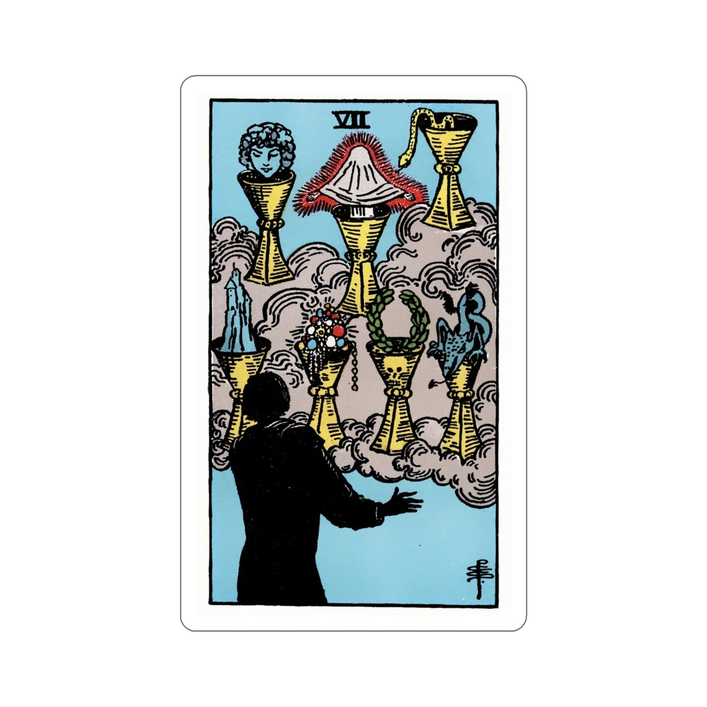 The 7 of Cups (Rider Waite Tarot Deck) STICKER Vinyl Die-Cut Decal-4 Inch-The Sticker Space