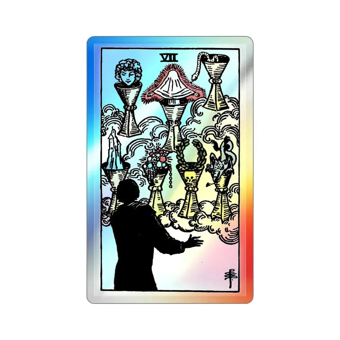 The 7 of Cups (Tarot Card) Holographic STICKER Die-Cut Vinyl Decal 3 Inch Holographic - The Sticker Space