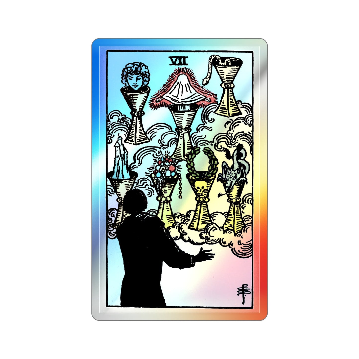 The 7 of Cups (Tarot Card) Holographic STICKER Die-Cut Vinyl Decal-5 Inch-The Sticker Space