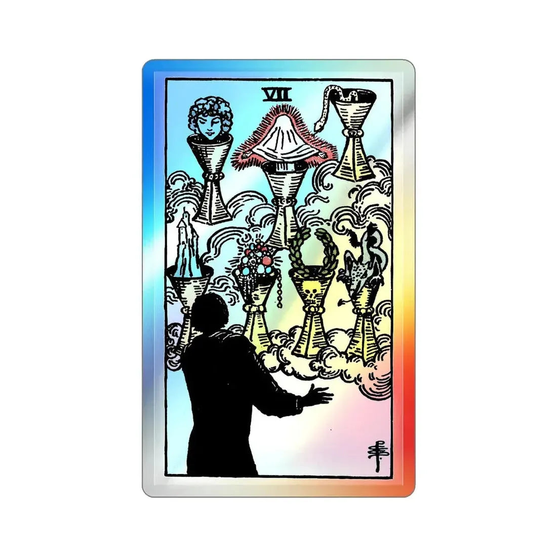 The 7 of Cups (Tarot Card) Holographic STICKER Die-Cut Vinyl Decal 5 Inch Holographic - The Sticker Space