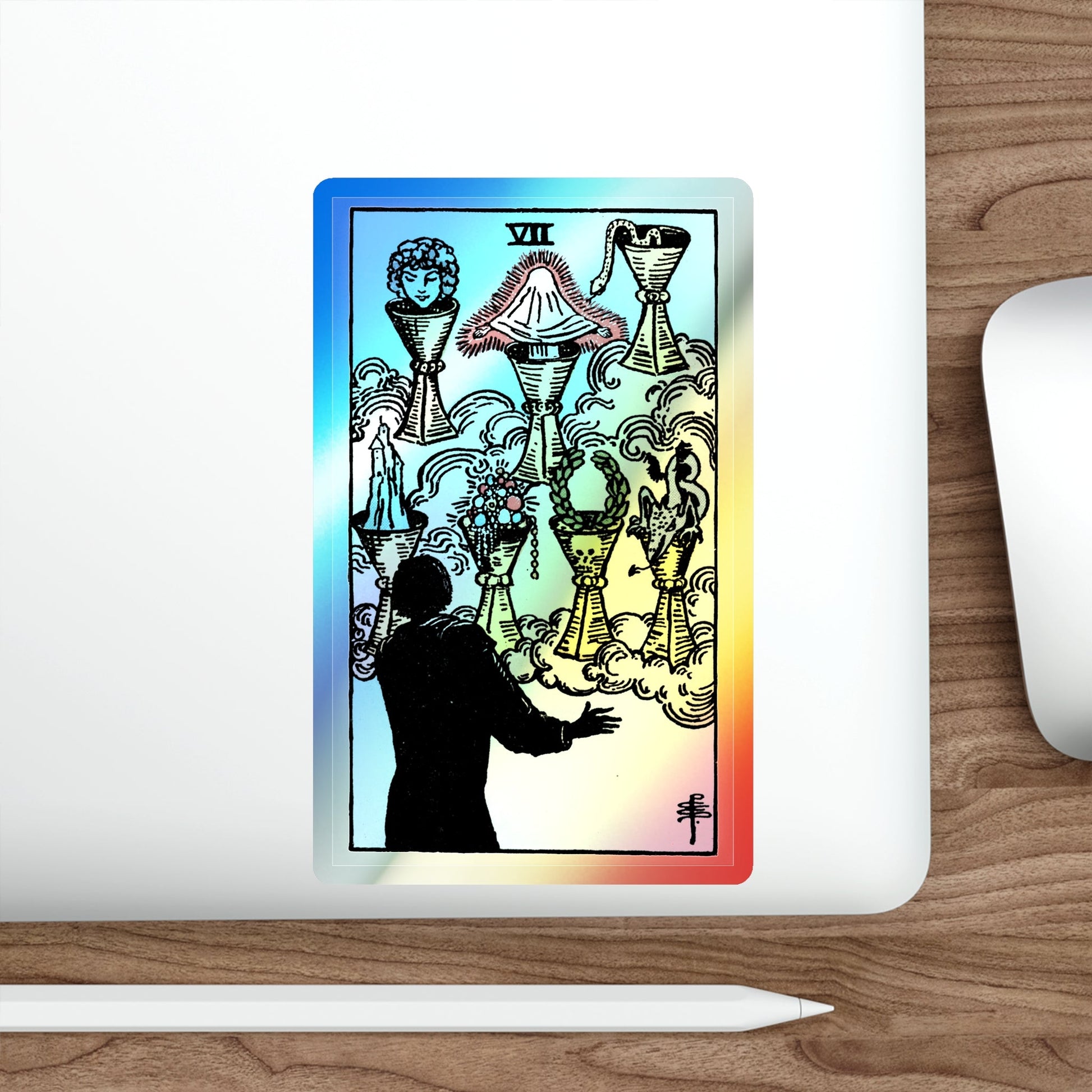 The 7 of Cups (Tarot Card) Holographic STICKER Die-Cut Vinyl Decal-The Sticker Space