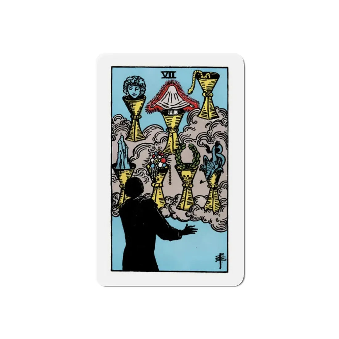 The 7 of Cups (Tarot Card) Refrigerator Magnet 2 Inch - The Sticker Space