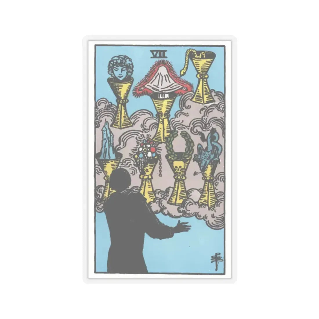 The 7 of Cups (Tarot Card) STICKER Vinyl Kiss-Cut Decal 2 Inch Transparent - The Sticker Space