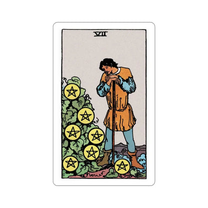 The 7 of Pentacles (Rider Waite Tarot Deck) STICKER Vinyl Die-Cut Decal 3 Inch - The Sticker Space