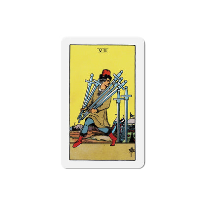 The 7 of Swords (Tarot Card) Die-Cut Magnet-4 Inch-The Sticker Space