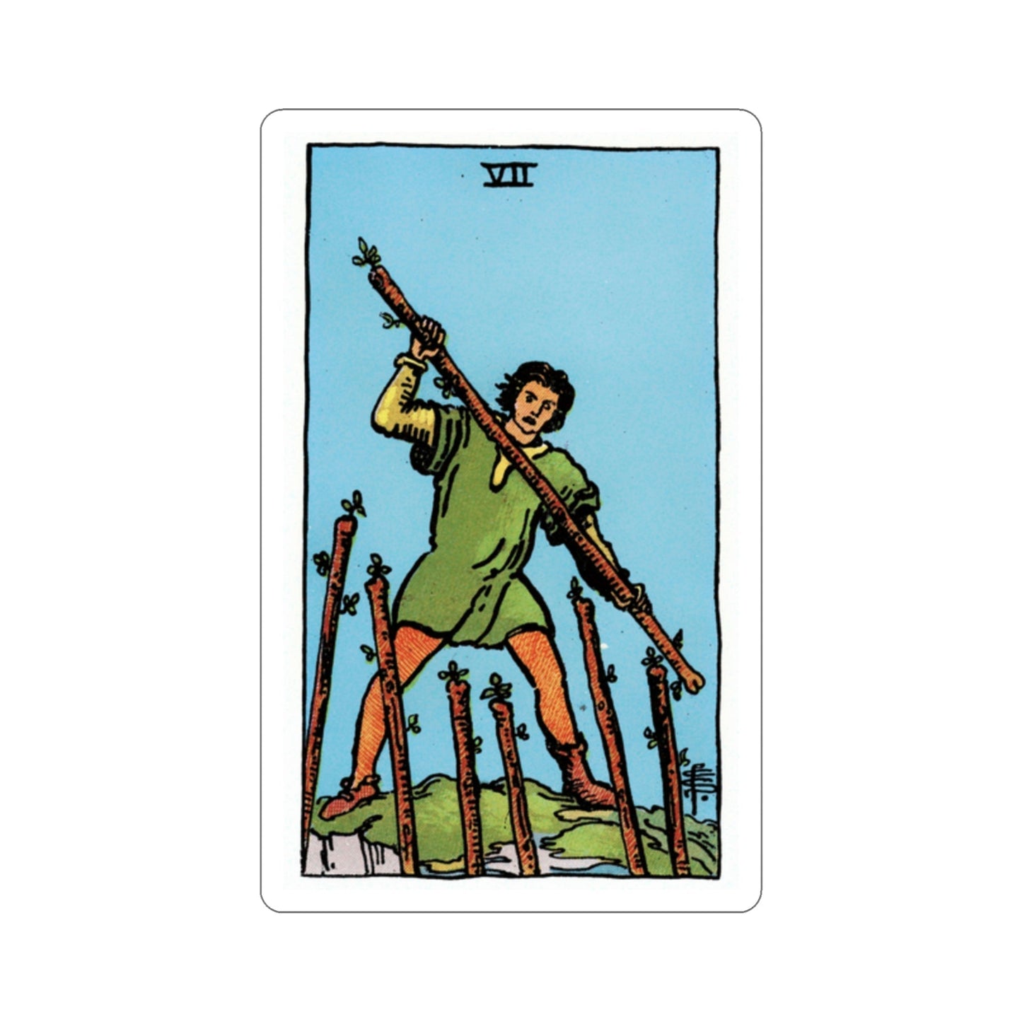 The 7 of Wands (Rider Waite Tarot Deck) STICKER Vinyl Die-Cut Decal-2 Inch-The Sticker Space