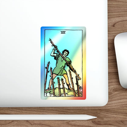 The 7 of Wands (Tarot Card) Holographic STICKER Die-Cut Vinyl Decal-The Sticker Space