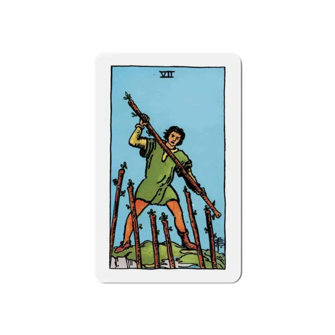 The 7 of Wands (Tarot Card) Refrigerator Magnet 2 Inch - The Sticker Space