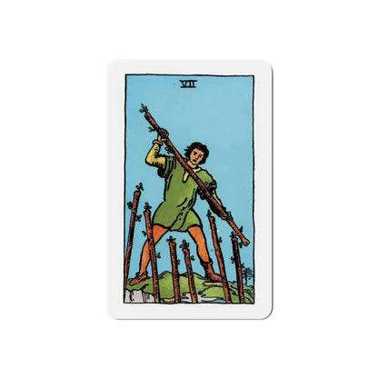 The 7 of Wands (Tarot Card) Refrigerator Magnet 2 Inch - The Sticker Space
