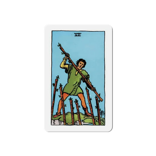 The 7 of Wands (Tarot Card) Refrigerator Magnet 2 Inch - The Sticker Space