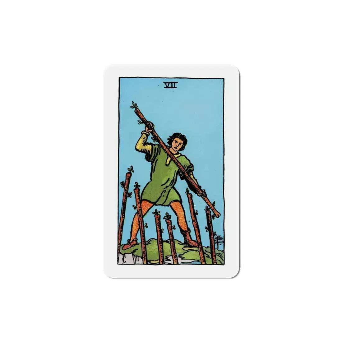 The 7 of Wands (Tarot Card) Refrigerator Magnet 6 Inch - The Sticker Space