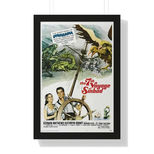 THE 7TH VOYAGE OF SINBAD 1958 - Framed Movie Poster 16″ x 24″ Black - The Sticker Space