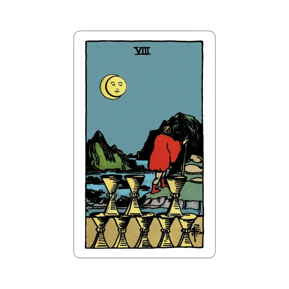 The 8 of Cups (Rider Waite Tarot Deck) STICKER Vinyl Die-Cut Decal 3 Inch - The Sticker Space