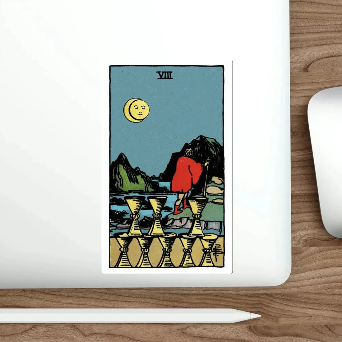 The 8 of Cups (Rider Waite Tarot Deck) STICKER Vinyl Die-Cut Decal - The Sticker Space