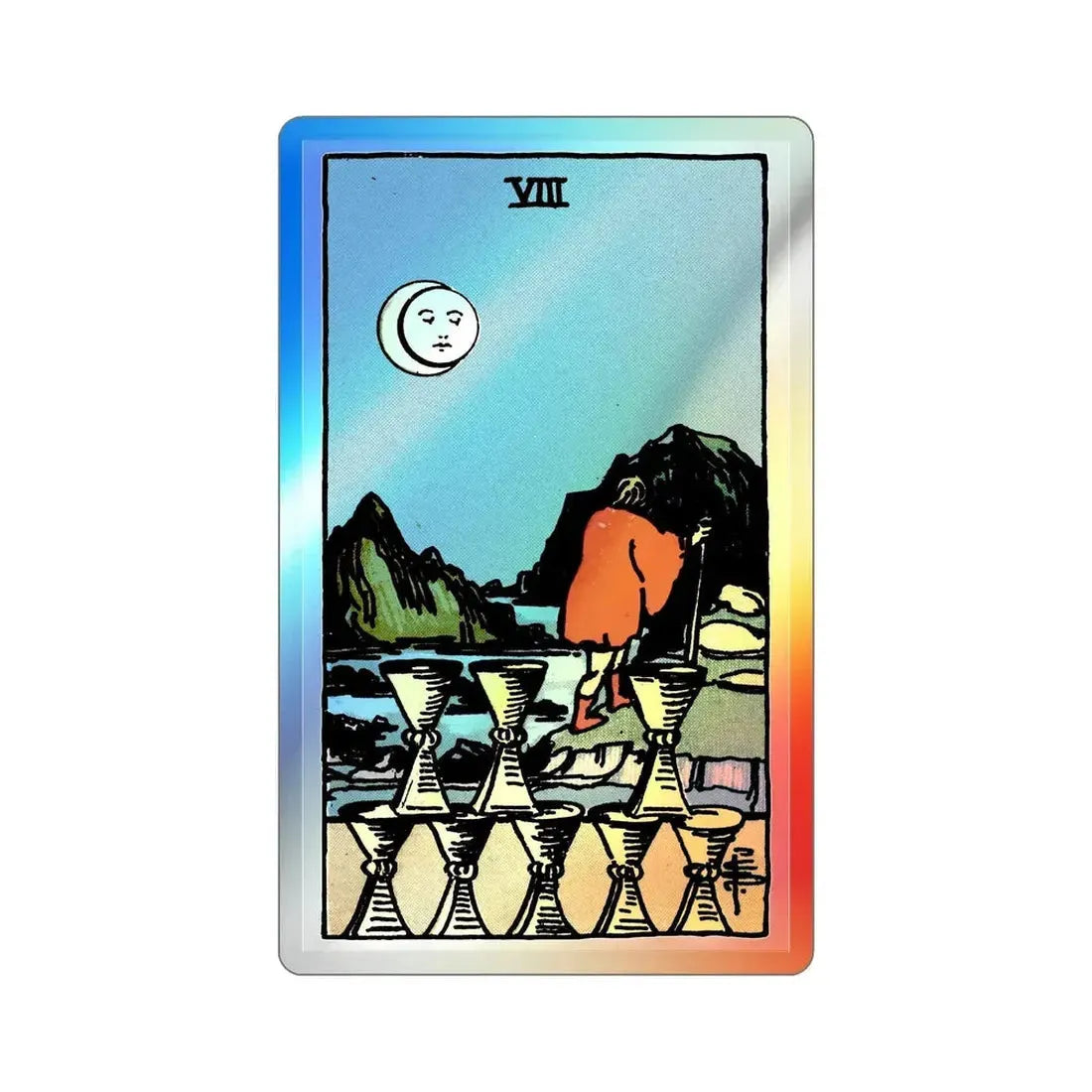 The 8 of Cups (Tarot Card) Holographic STICKER Die-Cut Vinyl Decal 2 Inch Holographic - The Sticker Space