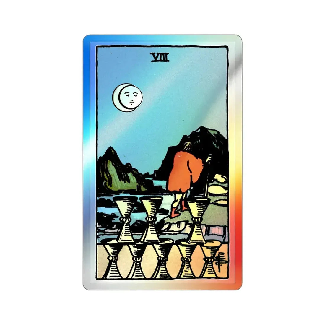 The 8 of Cups (Tarot Card) Holographic STICKER Die-Cut Vinyl Decal - The Sticker Space