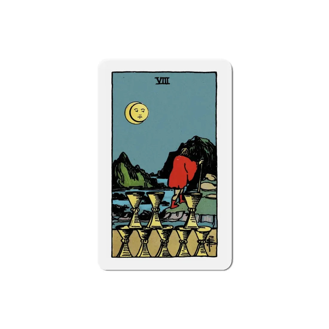 The 8 of Cups (Tarot Card) Refrigerator Magnet 4 Inch - The Sticker Space