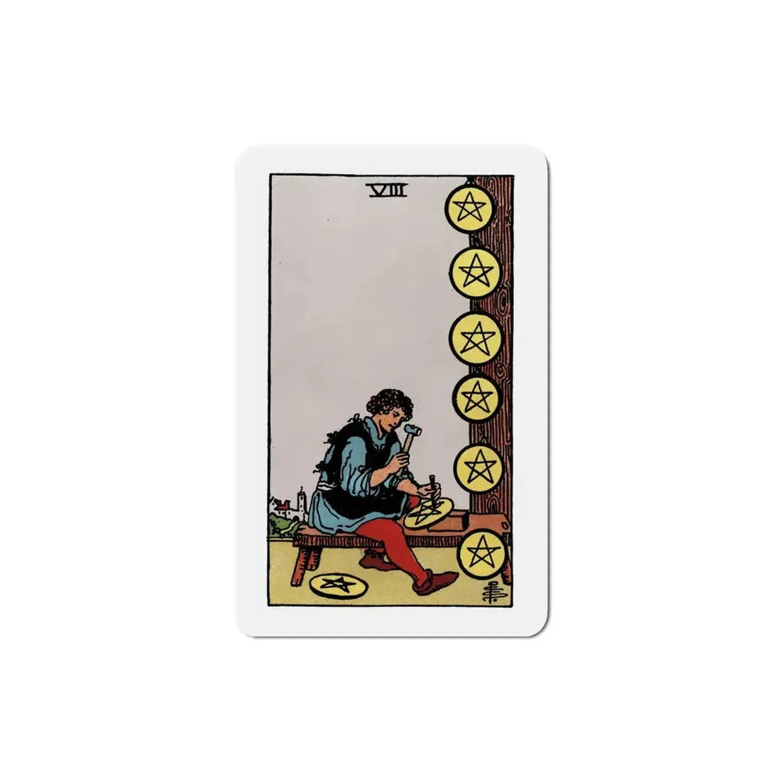 The 8 of Pentacles (Tarot Card) Refrigerator Magnet 5 Inch - The Sticker Space