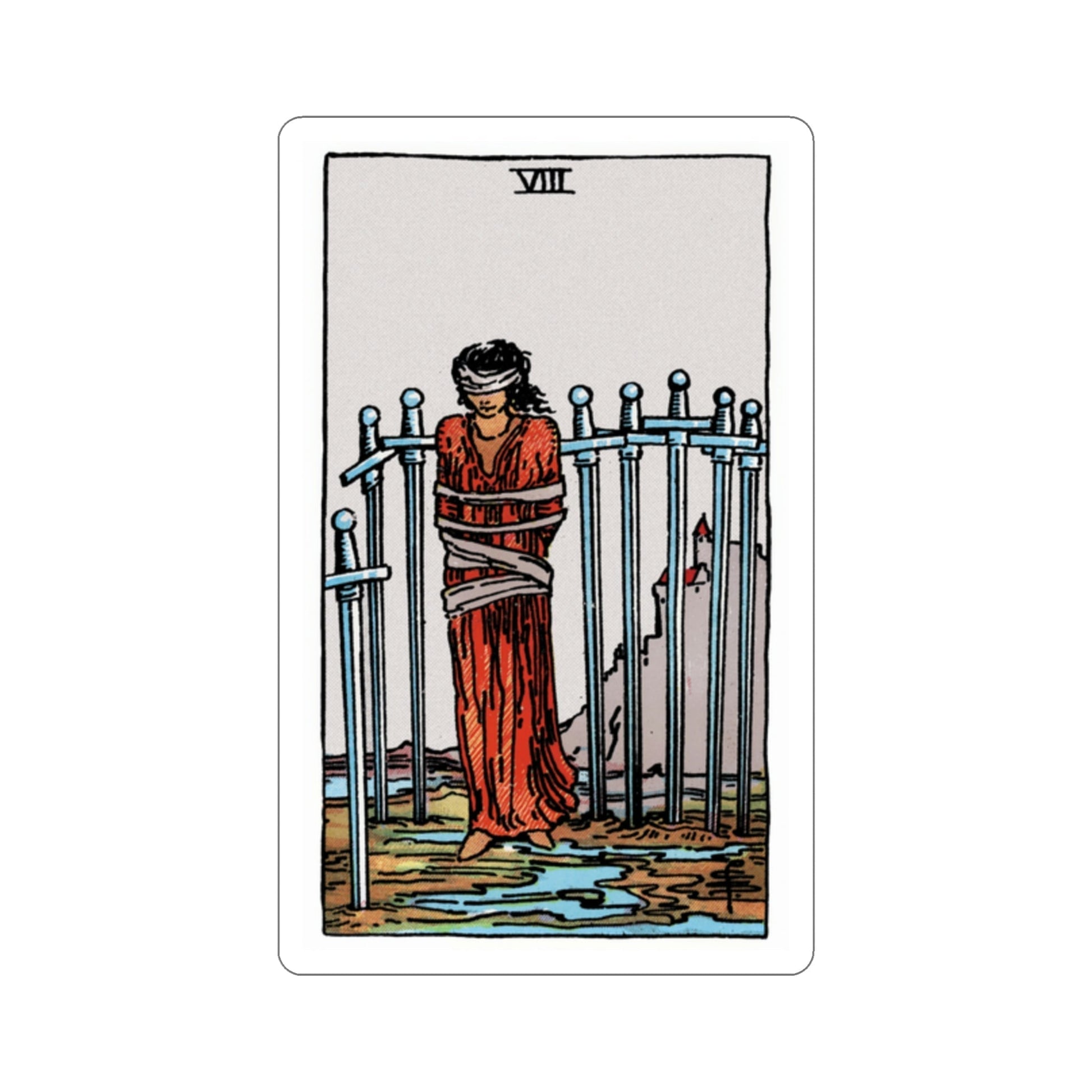 The 8 of Swords (Rider Waite Tarot Deck) STICKER Vinyl Die-Cut Decal-2 Inch-The Sticker Space