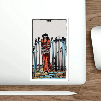 The 8 of Swords (Rider Waite Tarot Deck) STICKER Vinyl Die-Cut Decal - The Sticker Space
