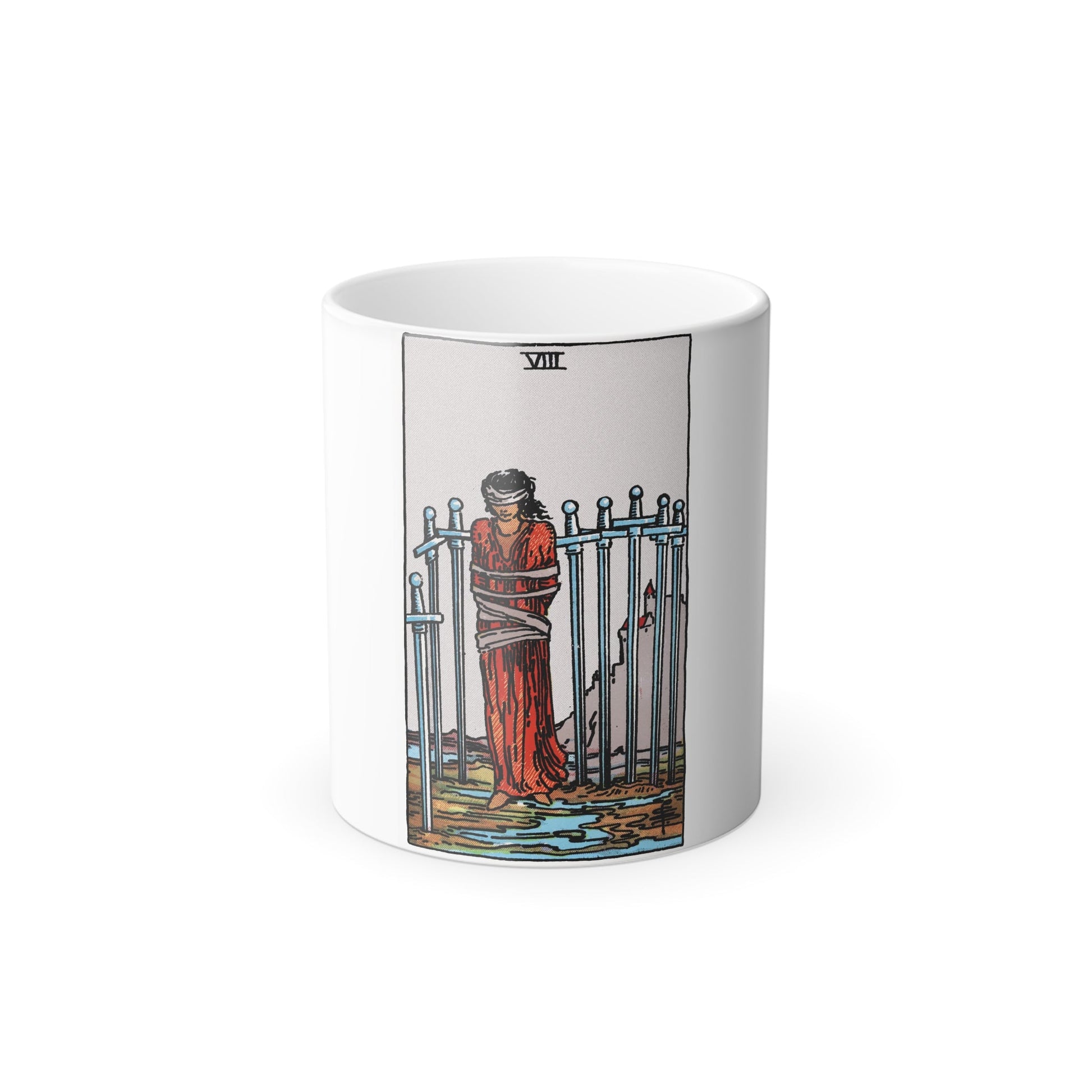 The 8 of Swords (Tarot Card) Color Changing Mug 11oz-11oz-The Sticker Space