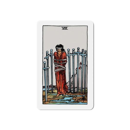 The 8 of Swords (Tarot Card) Refrigerator Magnet 2 Inch - The Sticker Space