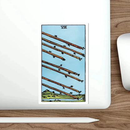 The 8 of Wands (Rider Waite Tarot Deck) STICKER Vinyl Die-Cut Decal - The Sticker Space