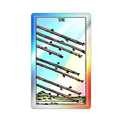 The 8 of Wands (Tarot Card) Holographic STICKER Die-Cut Vinyl Decal - The Sticker Space