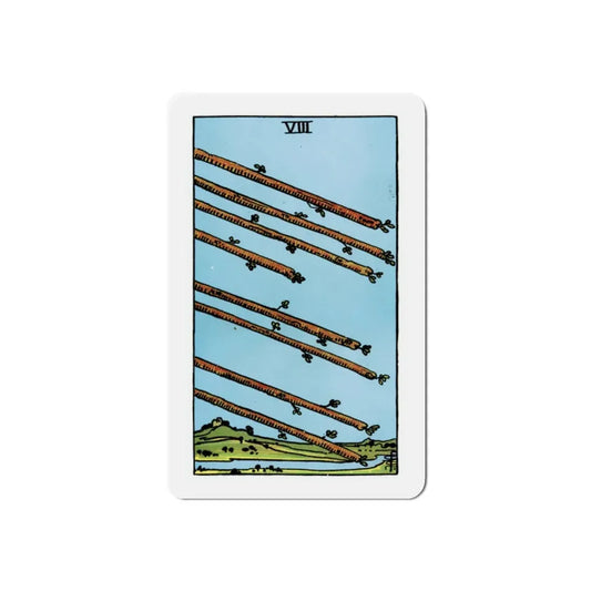 The 8 of Wands (Tarot Card) Refrigerator Magnet 2 Inch - The Sticker Space