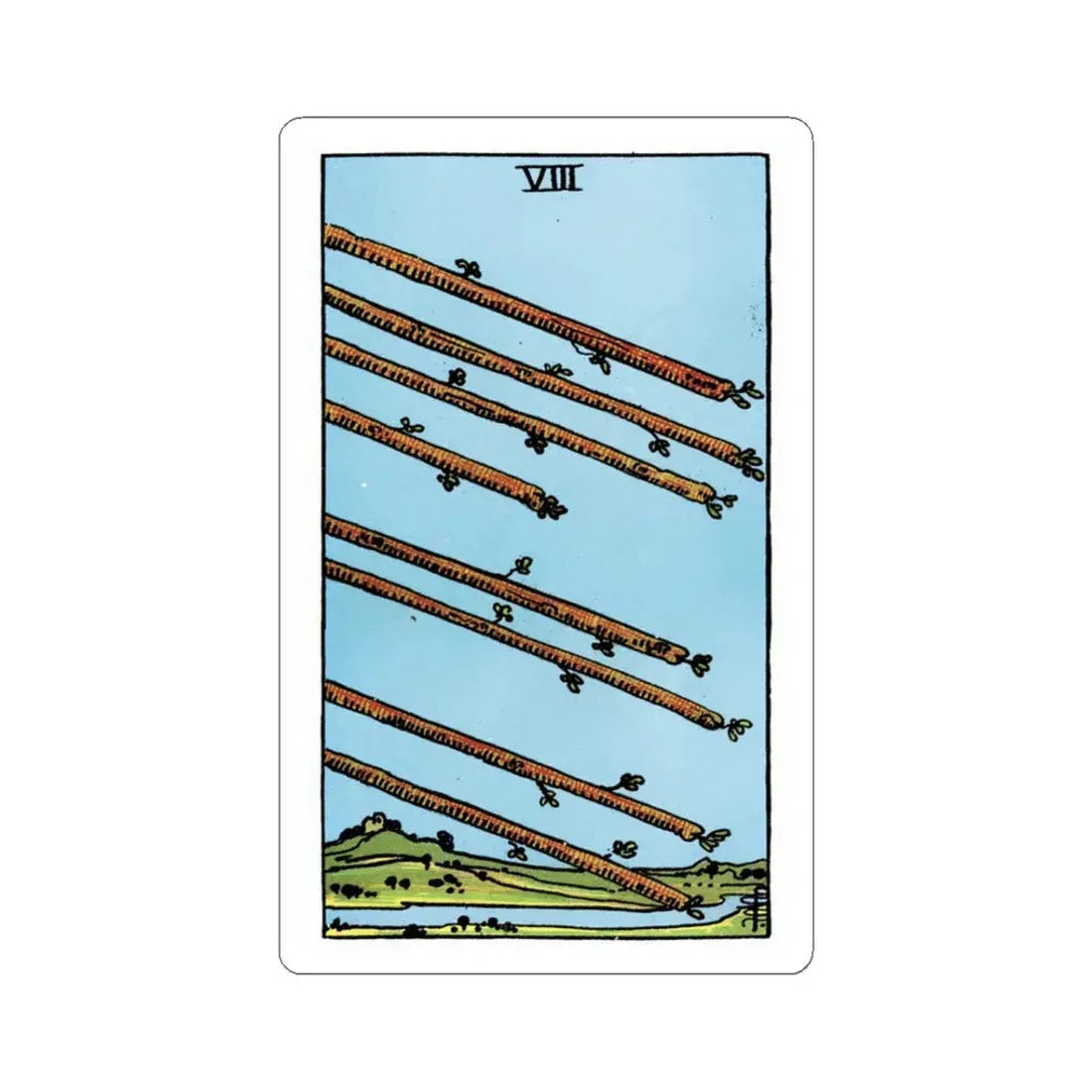 The 8 of Wands (Tarot Card) STICKER Vinyl Kiss-Cut Decal 3 Inch White - The Sticker Space