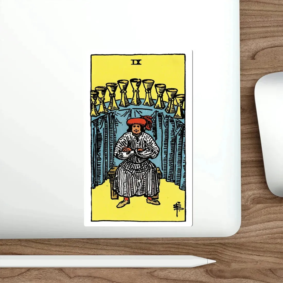 The 9 of Cups (Rider Waite Tarot Deck) STICKER Vinyl Die-Cut Decal - The Sticker Space