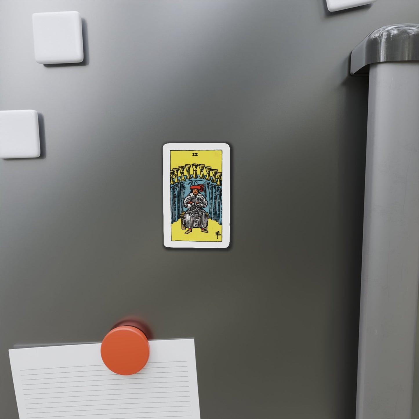 The 9 of Cups (Tarot Card) Die-Cut Magnet-The Sticker Space