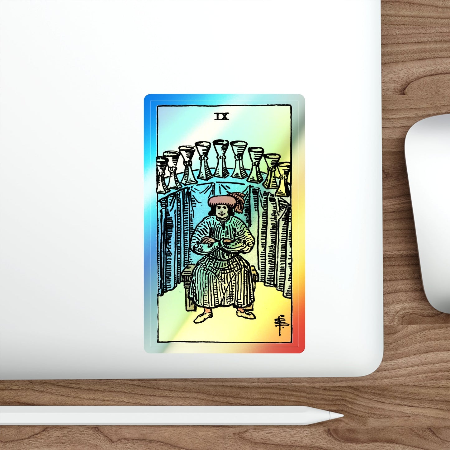 The 9 of Cups (Tarot Card) Holographic STICKER Die-Cut Vinyl Decal-The Sticker Space