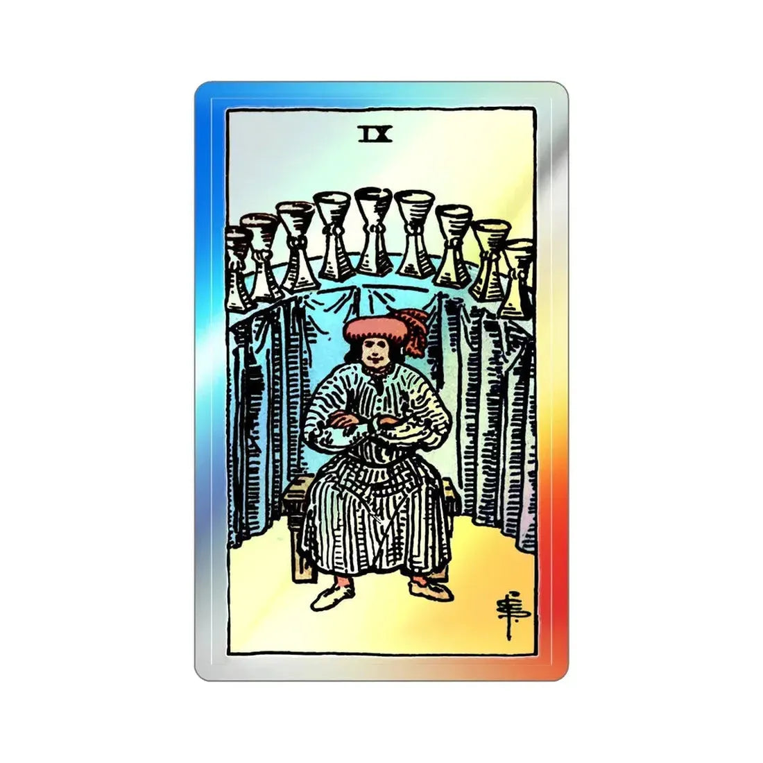 The 9 of Cups (Tarot Card) Holographic STICKER Die-Cut Vinyl Decal 2 Inch Holographic - The Sticker Space