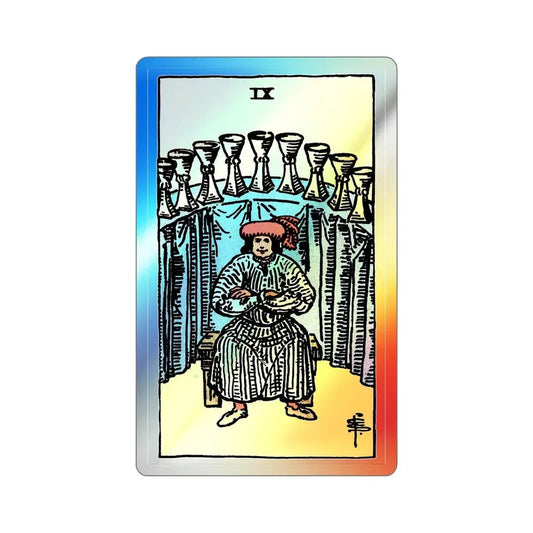 The 9 of Cups (Tarot Card) Holographic STICKER Die-Cut Vinyl Decal 6 Inch Holographic - The Sticker Space