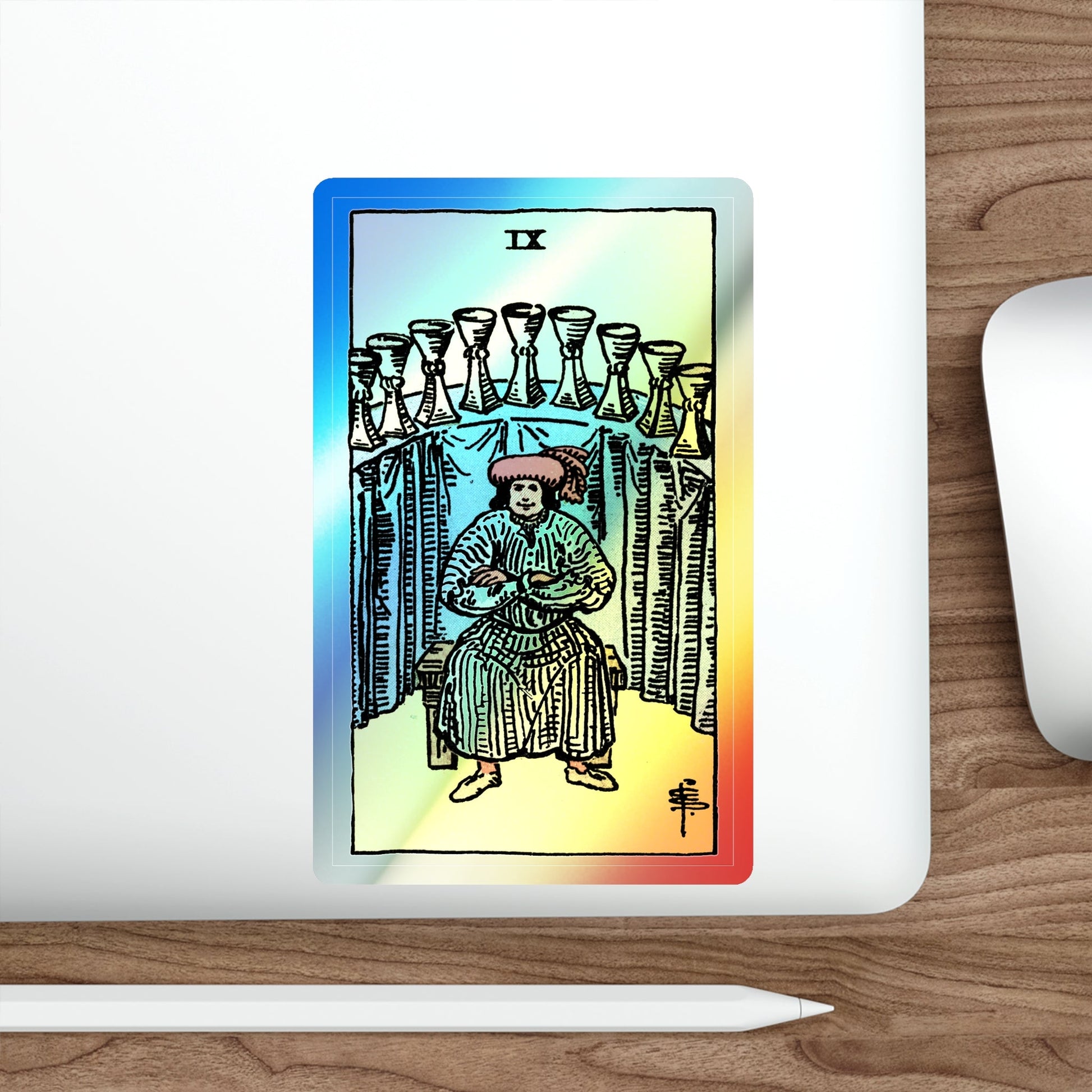 The 9 of Cups (Tarot Card) Holographic STICKER Die-Cut Vinyl Decal-The Sticker Space