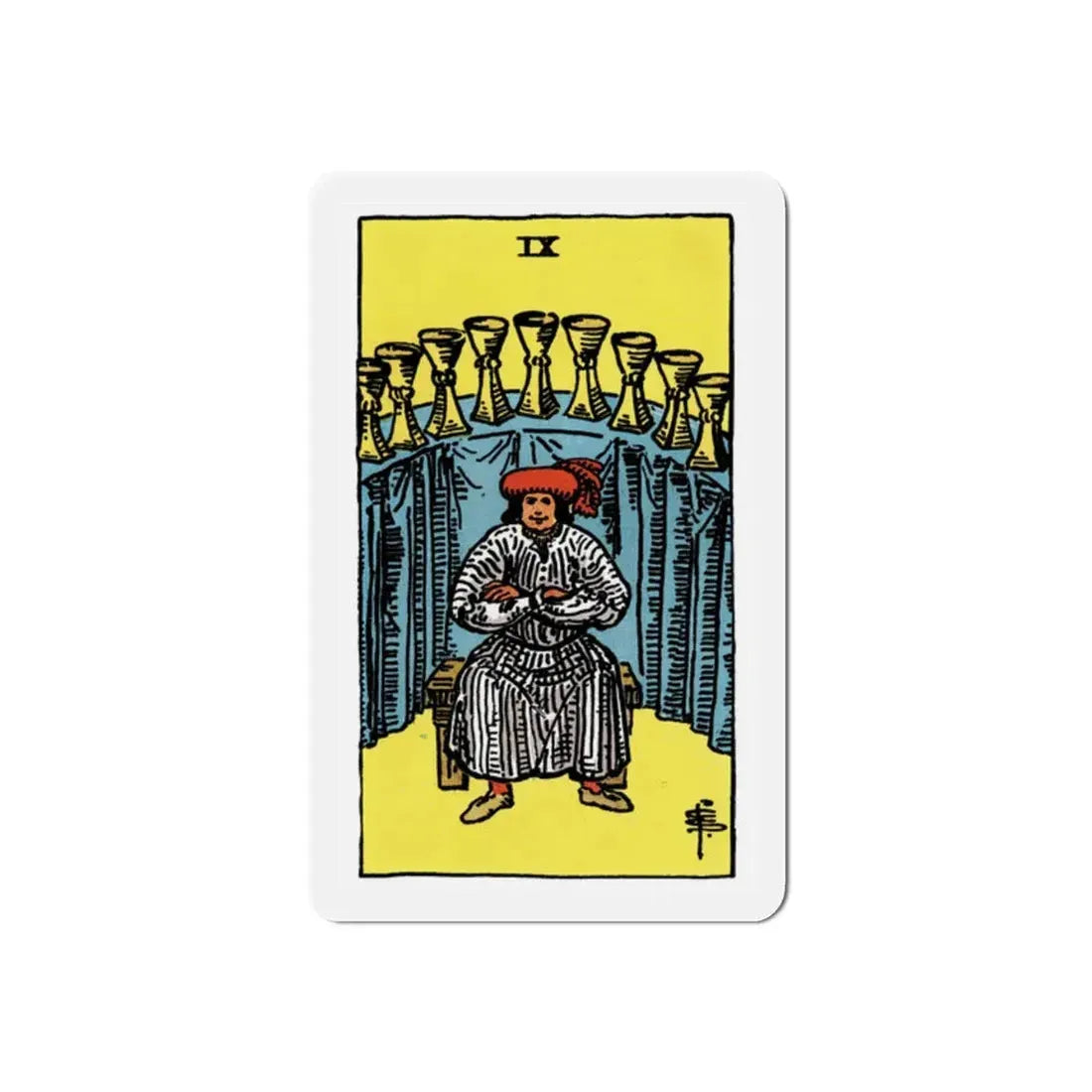 The 9 of Cups (Tarot Card) Refrigerator Magnet 2 Inch - The Sticker Space