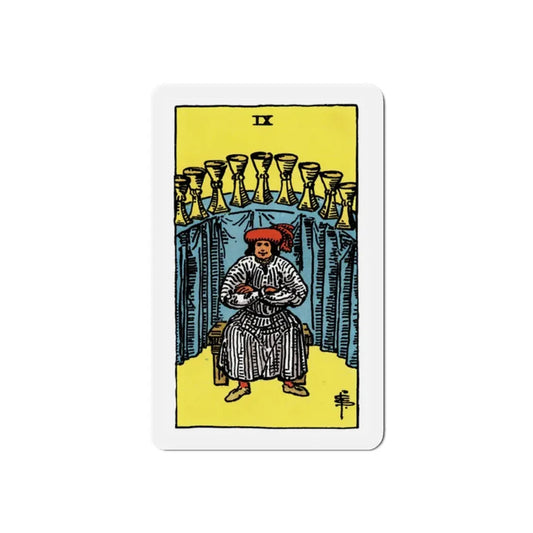 The 9 of Cups (Tarot Card) Refrigerator Magnet 2 Inch - The Sticker Space