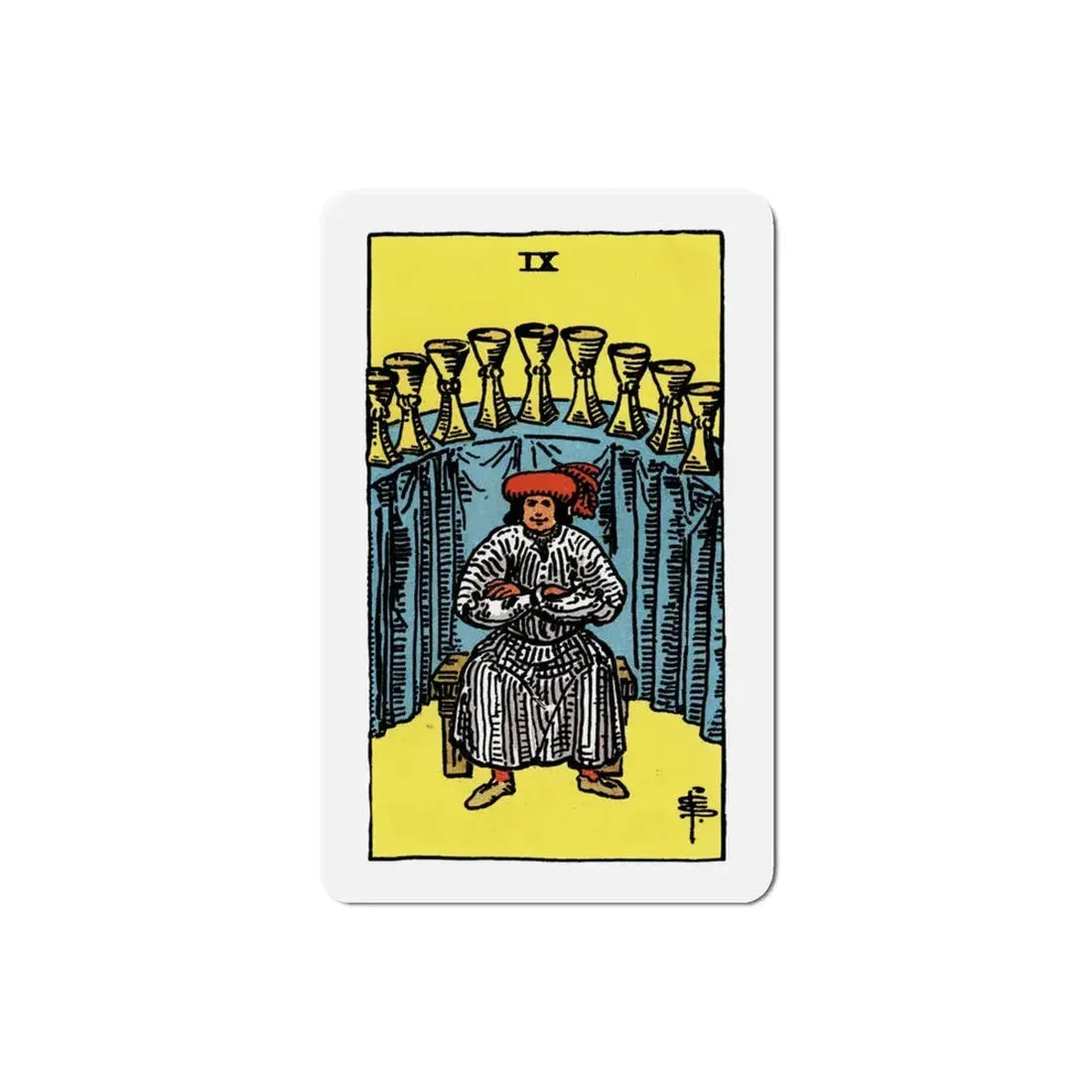The 9 of Cups (Tarot Card) Refrigerator Magnet 3 Inch - The Sticker Space