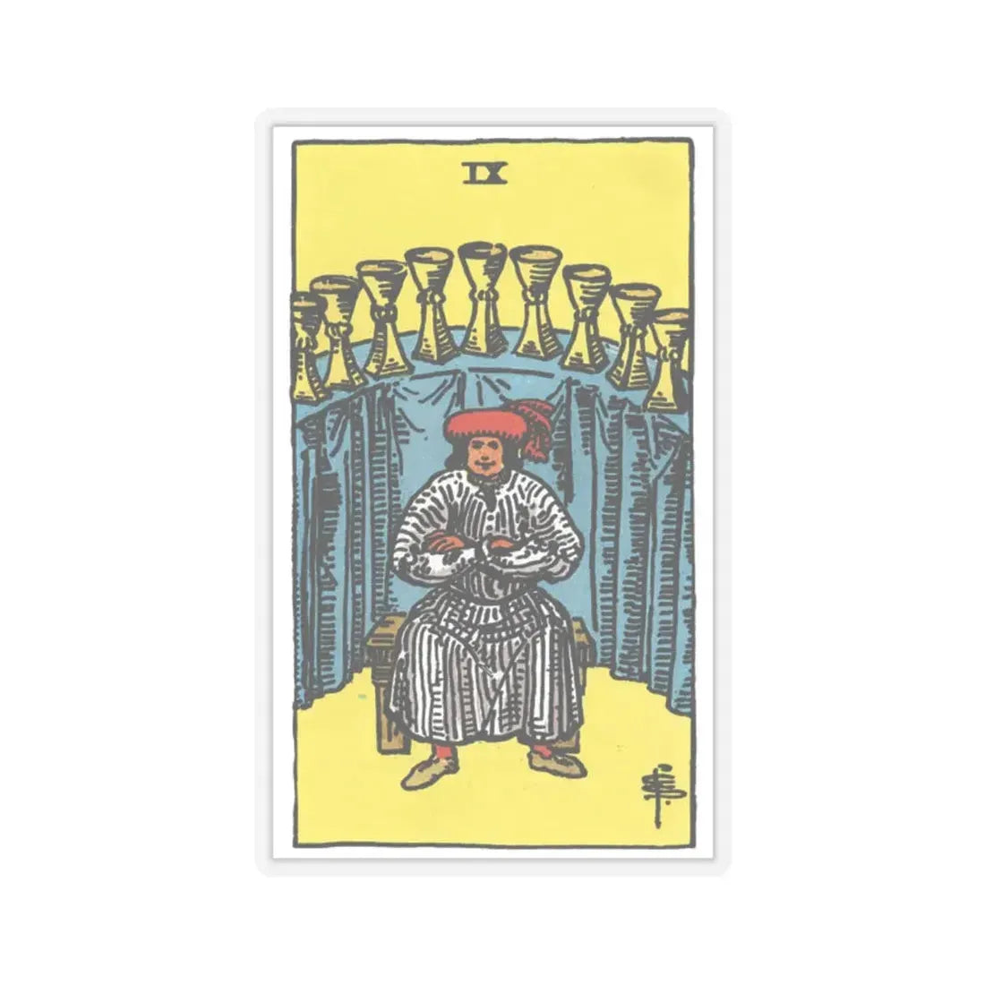 The 9 of Cups (Tarot Card) STICKER Vinyl Kiss-Cut Decal 2 Inch Transparent - The Sticker Space