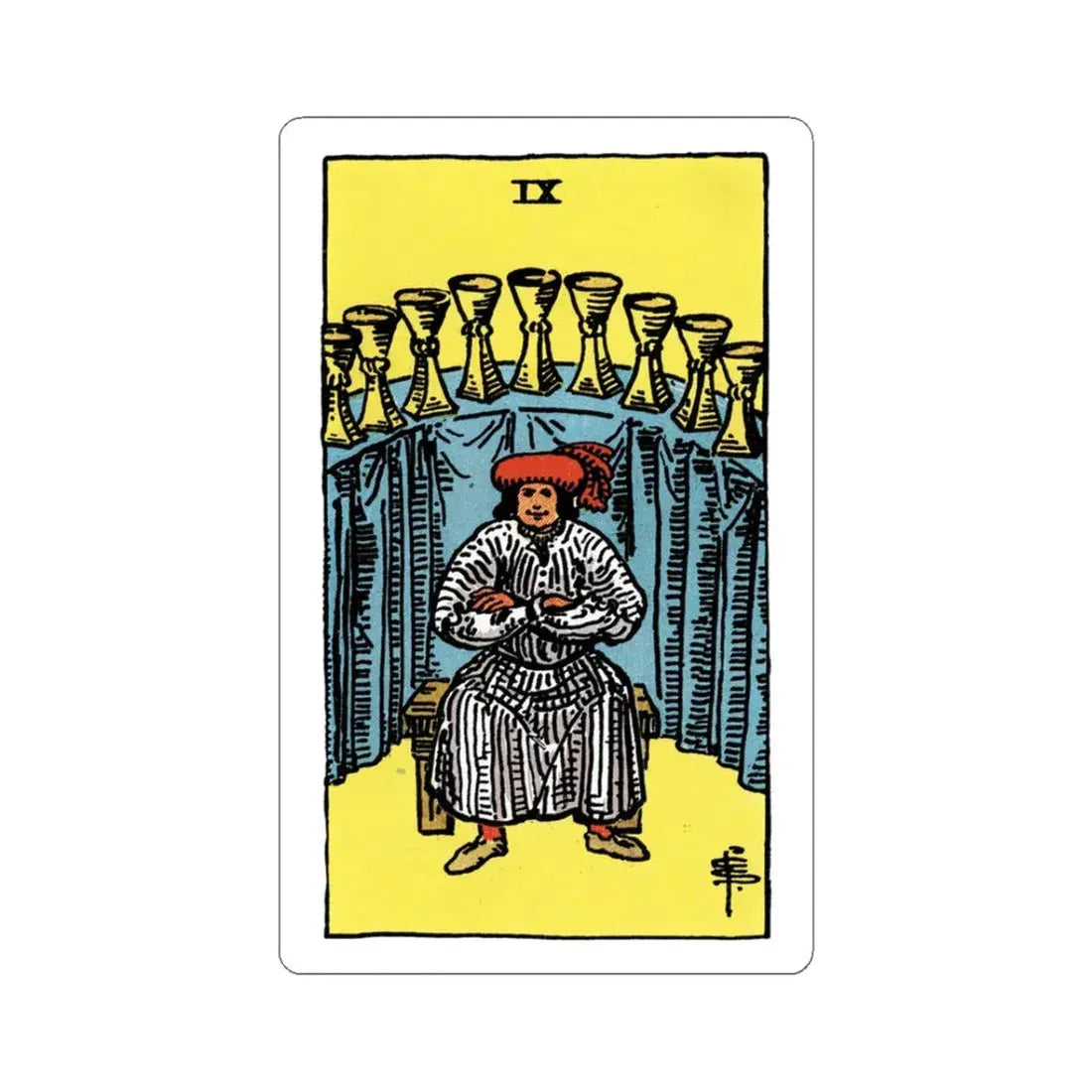 The 9 of Cups (Tarot Card) STICKER Vinyl Kiss-Cut Decal 3 Inch White - The Sticker Space