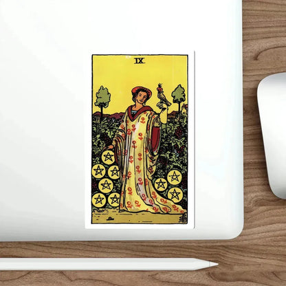 The 9 of Pentacles (Rider Waite Tarot Deck) STICKER Vinyl Die-Cut Decal - The Sticker Space