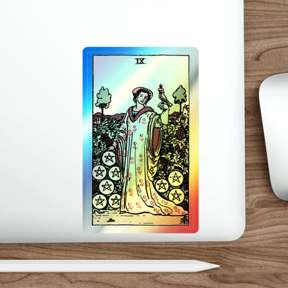 The 9 of Pentacles (Tarot Card) Holographic STICKER Die-Cut Vinyl Decal-The Sticker Space