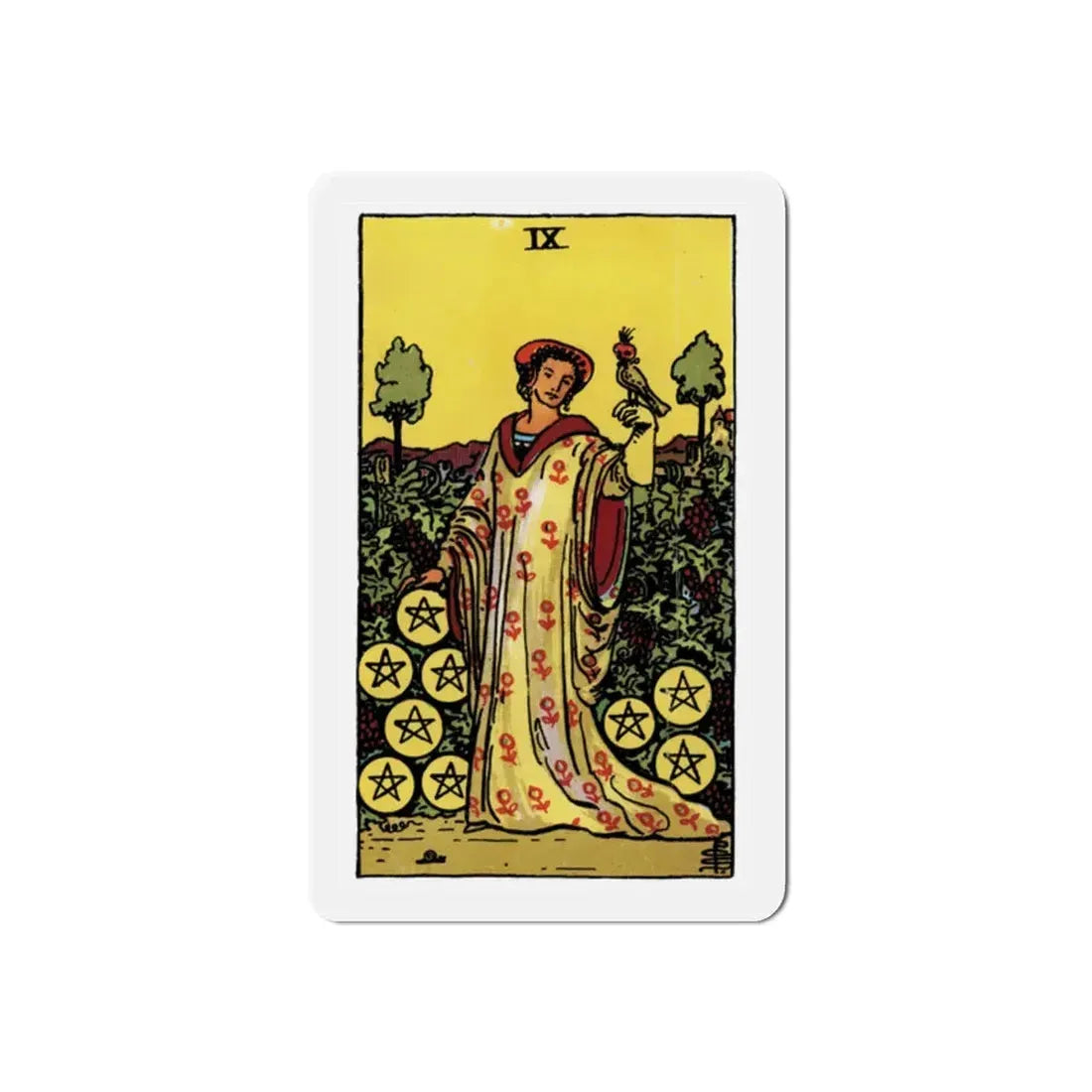 The 9 of Pentacles (Tarot Card) Refrigerator Magnet 2 Inch - The Sticker Space