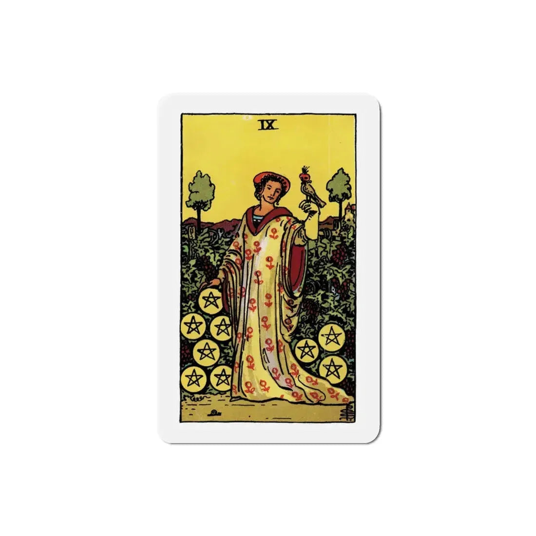 The 9 of Pentacles (Tarot Card) Refrigerator Magnet 3 Inch - The Sticker Space