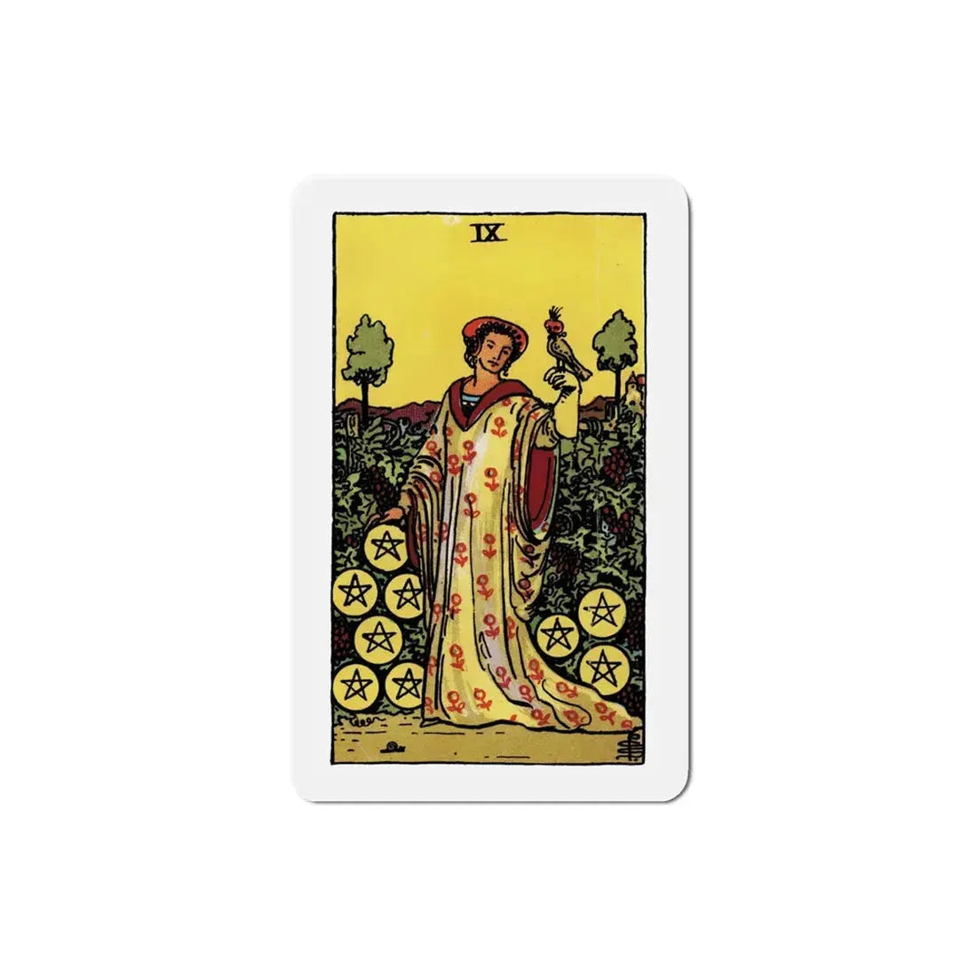 The 9 of Pentacles (Tarot Card) Refrigerator Magnet 4 Inch - The Sticker Space