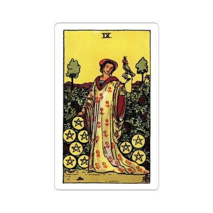 The 9 of Pentacles (Tarot Card) STICKER Vinyl Kiss-Cut Decal 2 Inch White - The Sticker Space