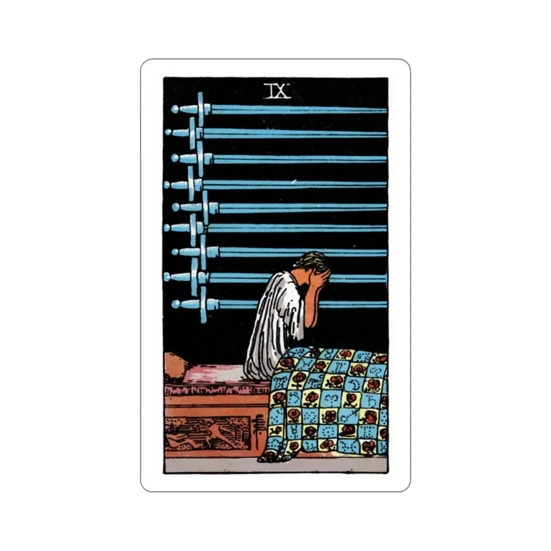 The 9 of Swords (Rider Waite Tarot Deck) STICKER Vinyl Die-Cut Decal 2 Inch - The Sticker Space