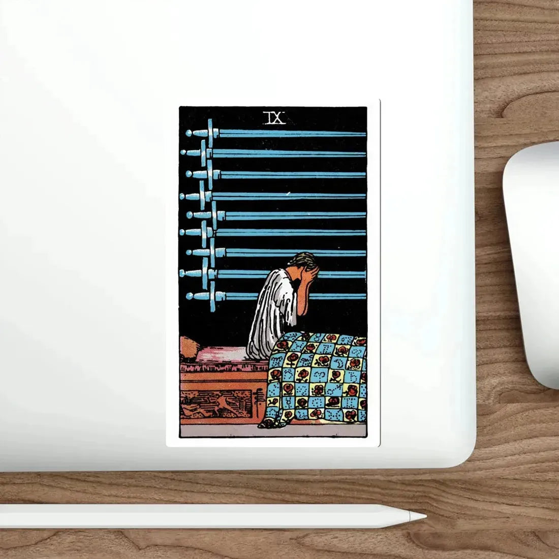 The 9 of Swords (Rider Waite Tarot Deck) STICKER Vinyl Die-Cut Decal - The Sticker Space
